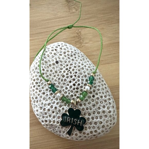 St Patricks Day Shamrock Knotted String Beaded Bracelet Anklet Irish New… - Picture 2 of 12